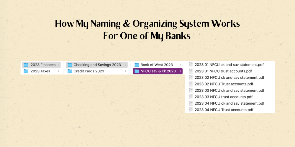 Using a format of year (YYYY) month (MM) company name and brief description to name files